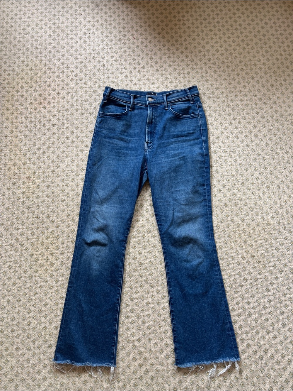 MOTHER Indigo Flare Jeans with Raw Hem